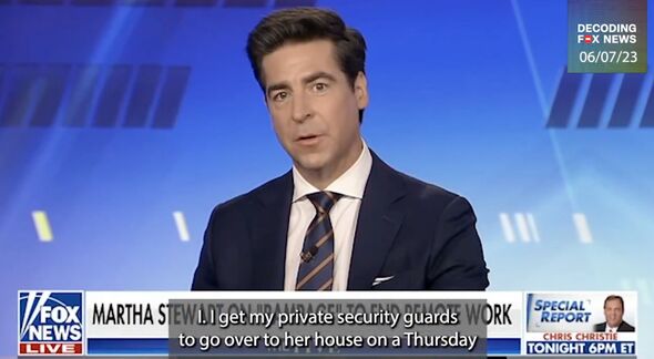 Jesse Watters makes strange comments about stalking Martha Stewart