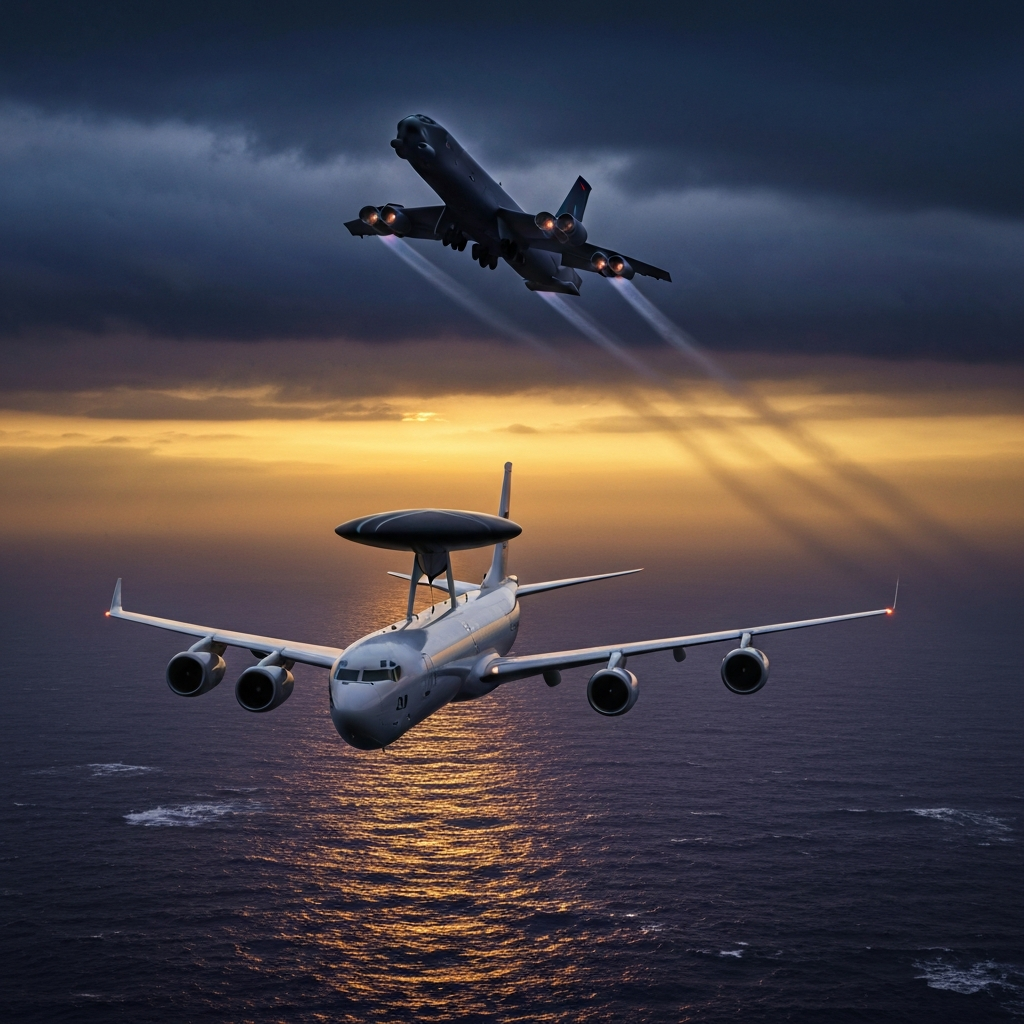 E-3 Sentry guides B-52H: Anti-submarine warfare in East China Sea
