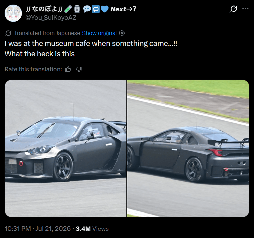 Toyota’s Secret Mid-Engine Sports Car With Yaris Lights Is Buzzing Around Fuji