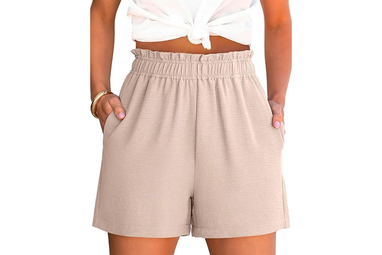 ANRABESS Shorts for Women,Dressy Casual Elastic High Waisted,Comfy Lightweight Airy,Summer Shorts for Beach,Travel & Vacation