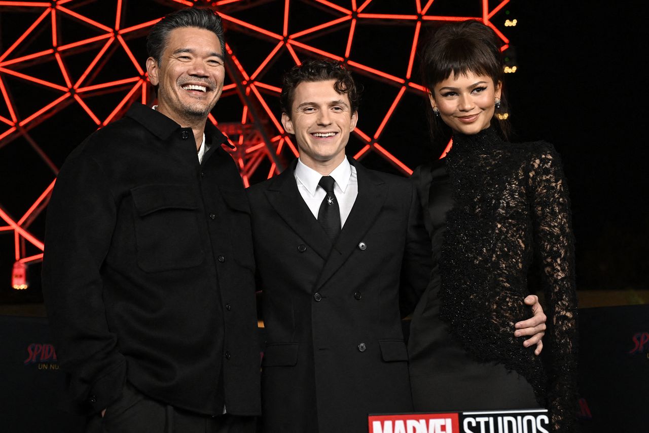 US director Destin Daniel Cretton, British actor Tom Holland and US actress Zendaya pose during a fan event for the upcoming film Spider-Man: Brand New Day at Aztlan Feria de Chapultepec in Mexico City on July 20, 2026