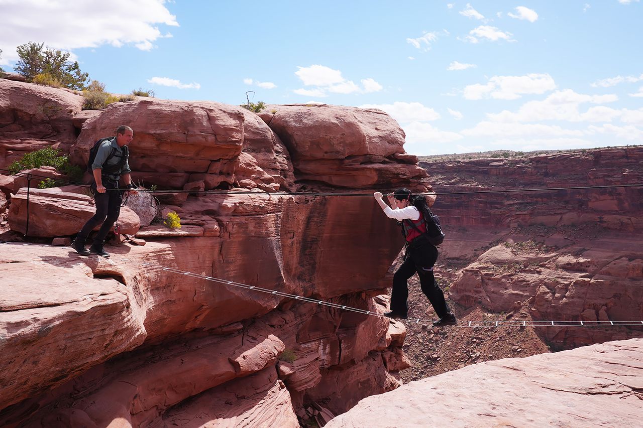 Elizabeth Tabish in The Chosen in the Wild with Bear Grylls