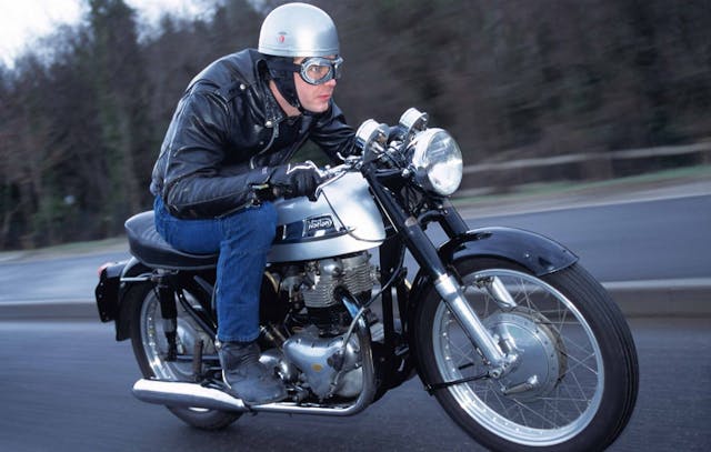 1960 Norton Dominator riding