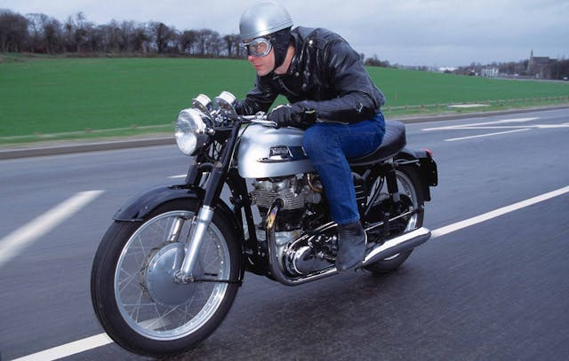 1960 Norton Dominator riding