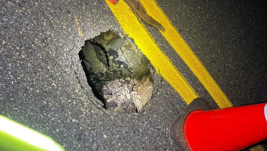 Columbia River Highway closed due to deep hole in the road