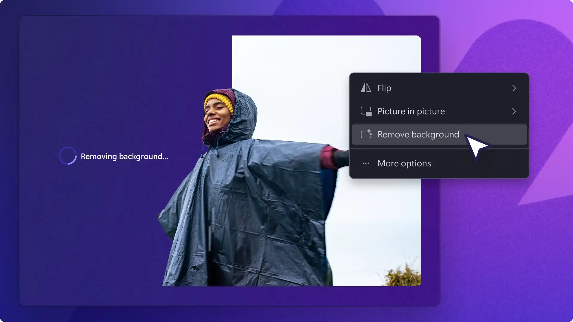 Clipchamp AI background removal