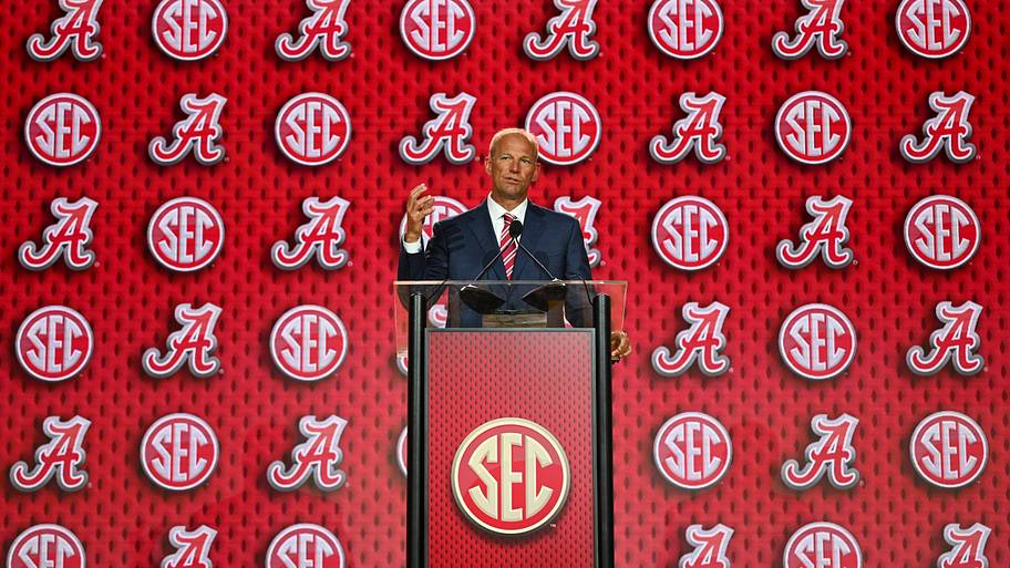 Alabama head coach Kalen DeBoer at 2026 SEC Kickoff