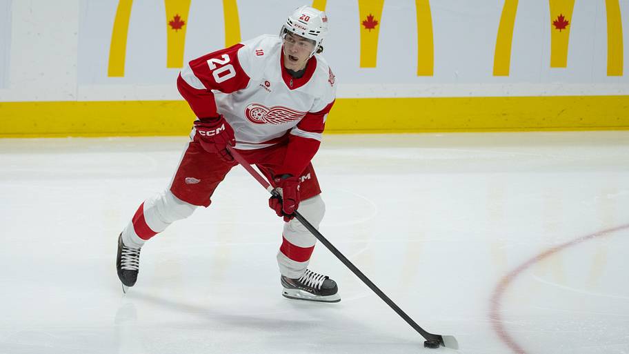 Albert Johansson skates with the puck against Ottawa. Credit: Marc DesRosiers-Imagn Images
