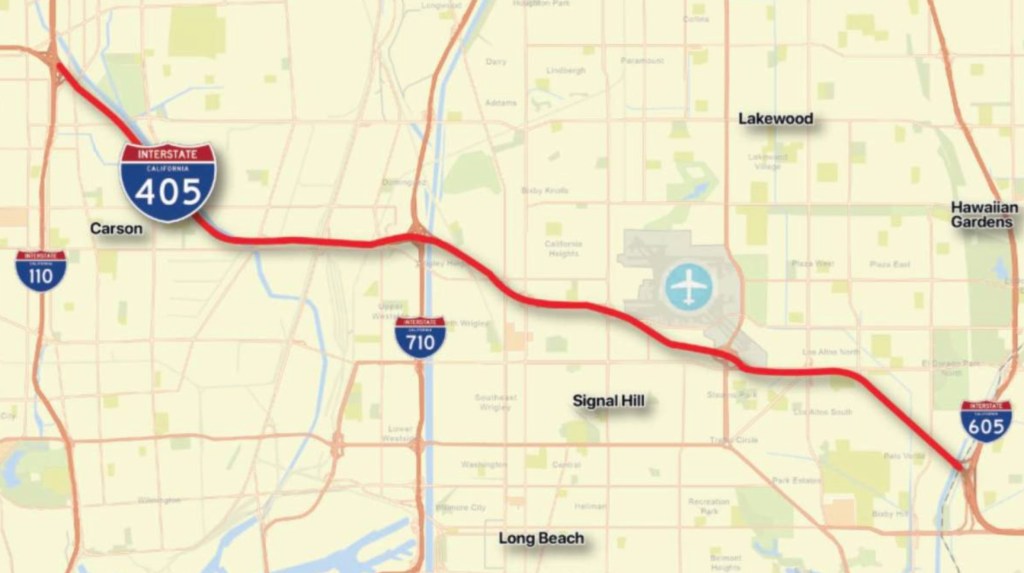 Map of the Southbay I-405 Pavement rehab project