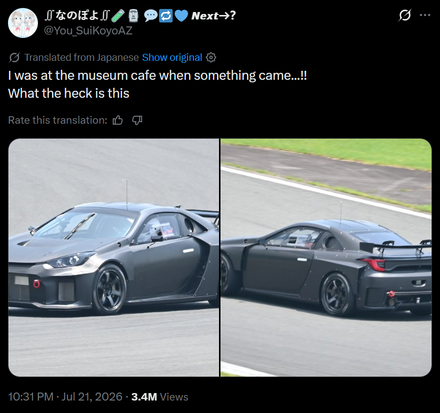 Toyota’s Secret Mid-Engine Sports Car With Yaris Lights Is Buzzing Around Fuji
