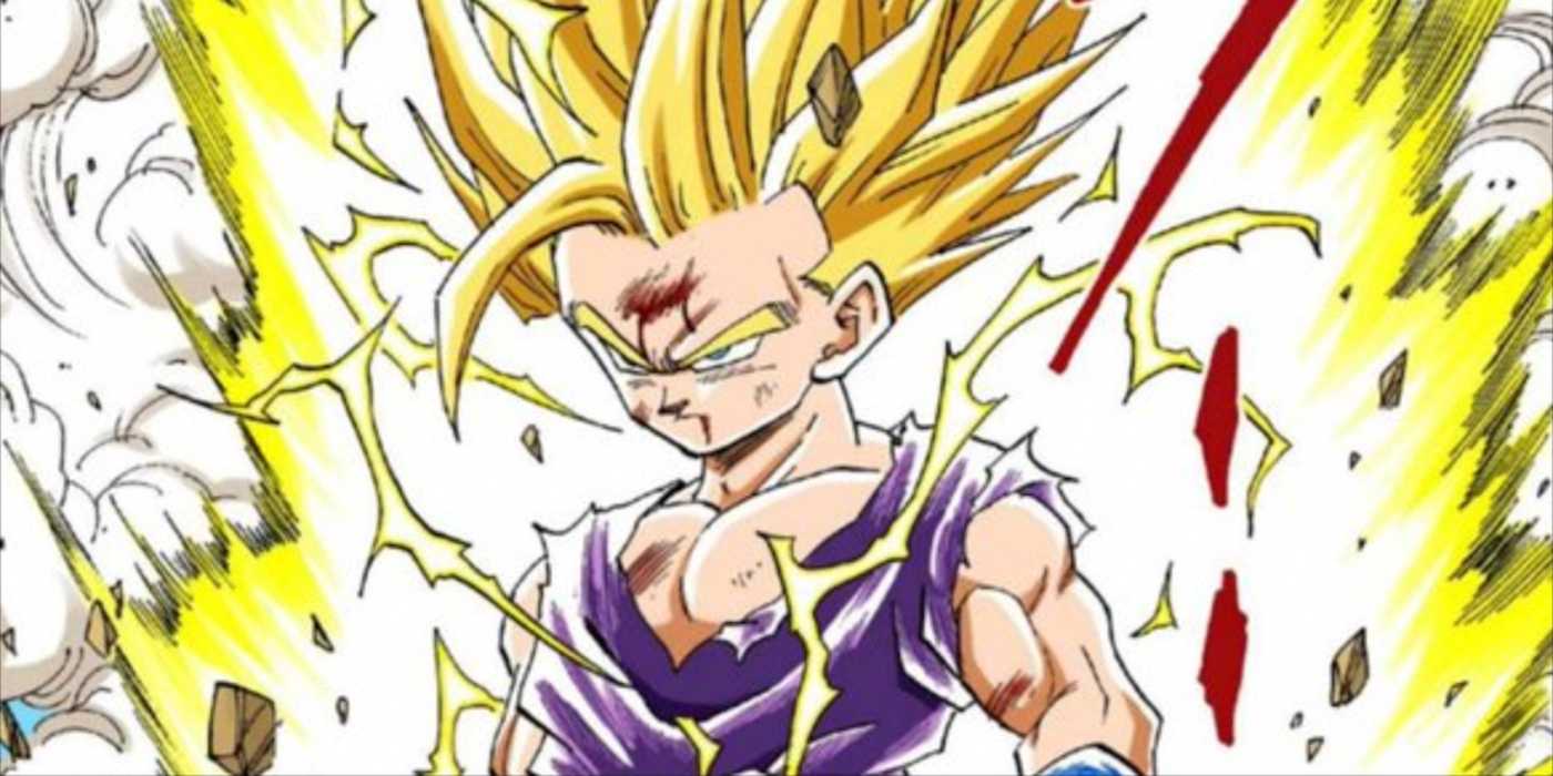 Super Saiyan 2 Gohan builds aura in Dragon Ball Z manga.