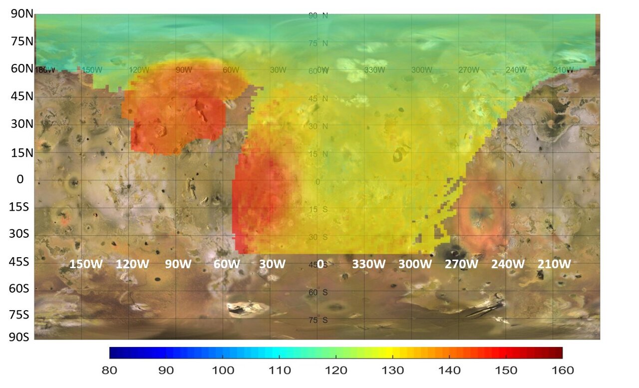 Juno takes temperature of Jupiter's fiery moon Io