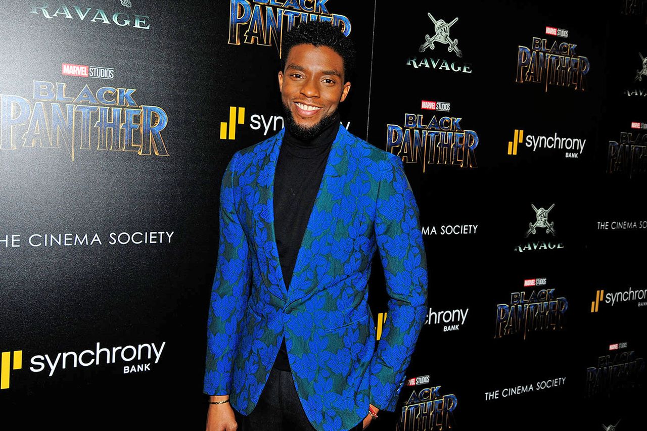 NEW YORK, NY - FEBRUARY 13: Chadwick Boseman attends The Cinema Society with Ravage Wines & Synchrony host a screening of Marvel Studios'