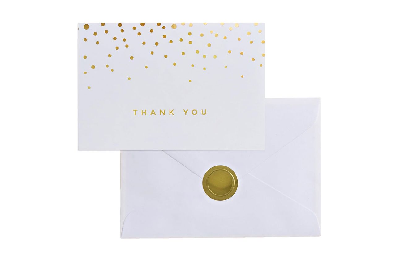 Gartner Studios Thank You Cards, 50 Thank You Notes with Envelopes, 3.5” x 5”, Gold