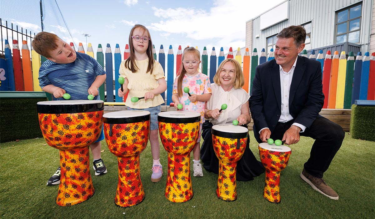 Jordi Kelly (8 Ballybrack), Niamh Wrenn (9), Frankie Treacy (7, Tallaght), Moninne Griffith (Community Foundation of Ireland), Kevin Bakhurst (RTE) pictured as RTÉ and Community Foundation Ireland announce the RTÉ Toy Show Appeal Grant Awards 2026. Pic: Andres Poveda
