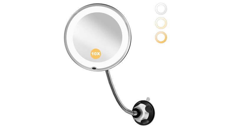 Stock photo of a lighted magnifying wall mirror