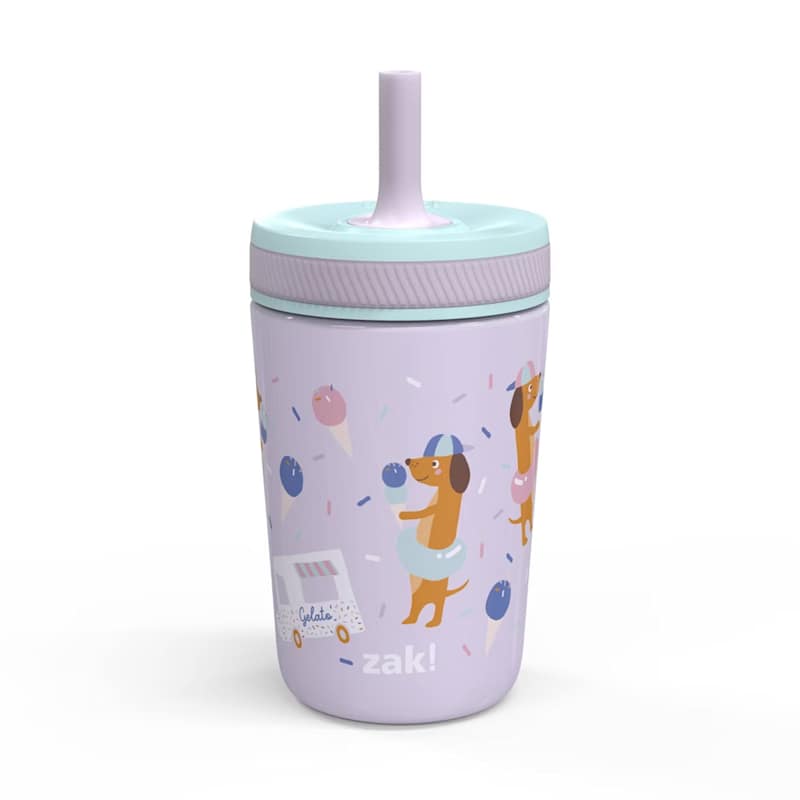 Zak Designs Stainless Steel Kids Straw Cup, 12oz Vacuum Kelso Portable Tumbler
