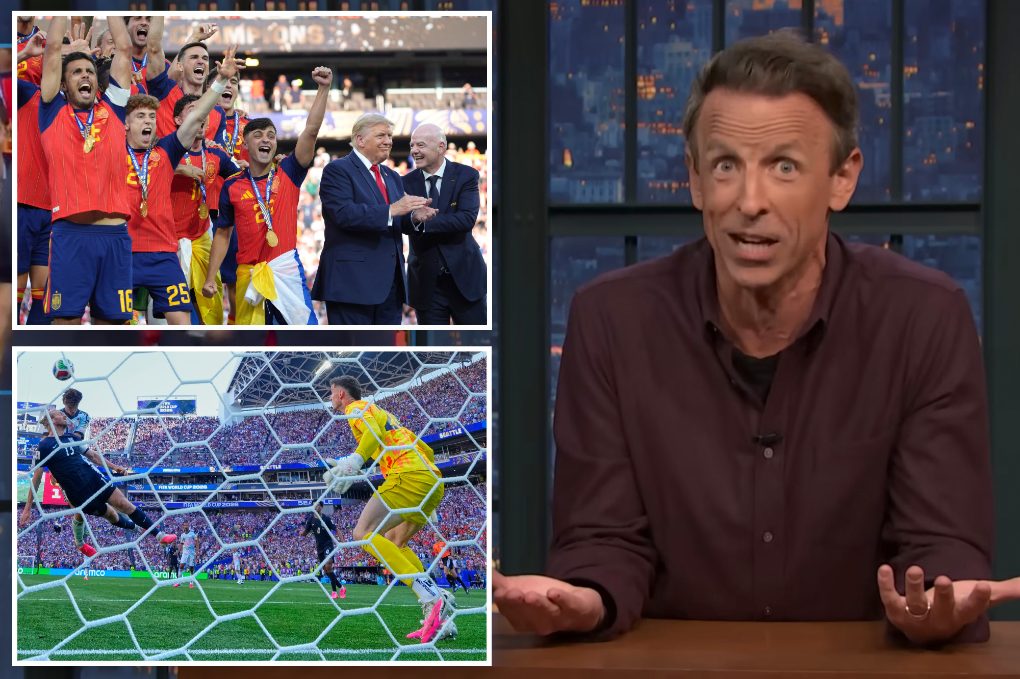Seth Meyers bashes Trump’s World Cup appearance in back-to-back late-night rants