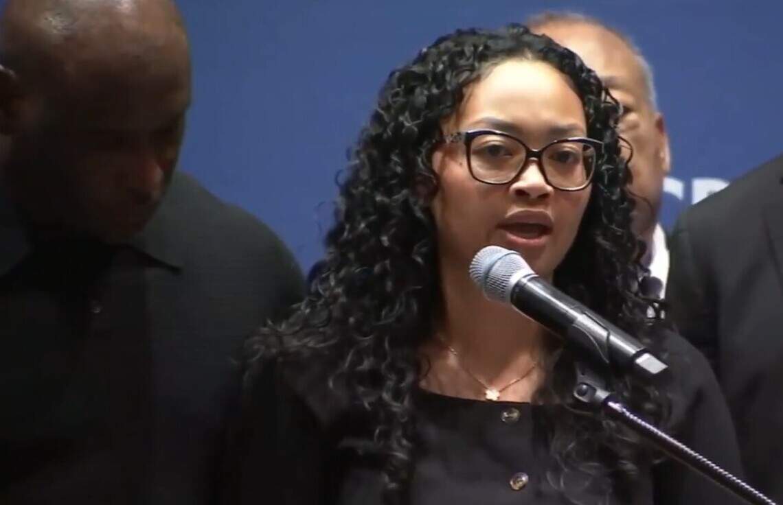 Christine Wonsley, the mother of Nolan Wells, speaks Wednesday during a news conference at the NAACP national convention in Chicago.