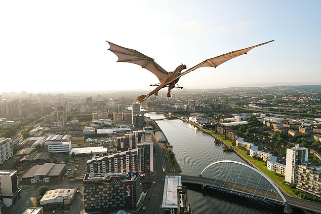 The dragon soars over the River Clyde in Glasgow
