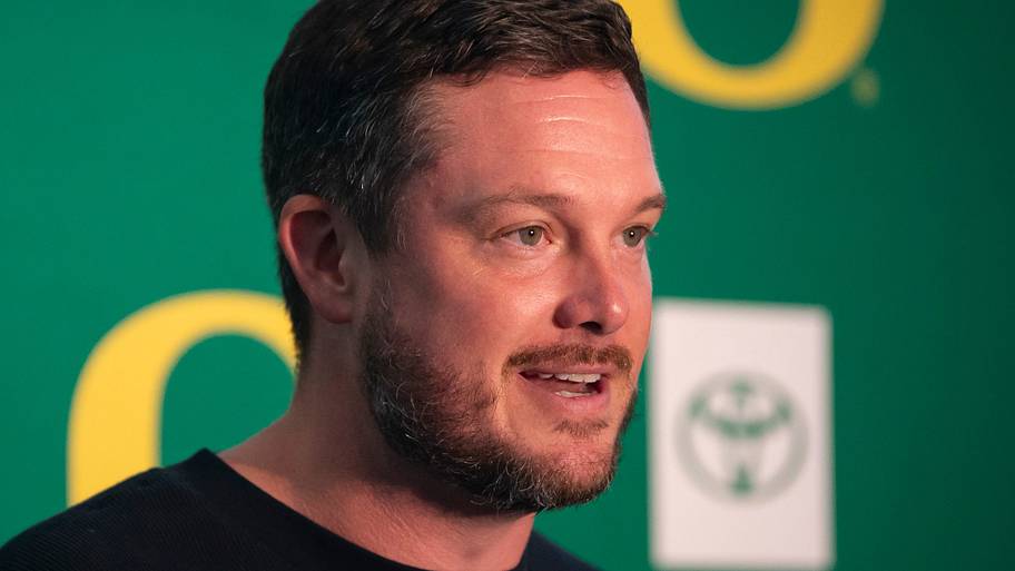 Oregon head coach Dan Lanning speaks during Oregon football’s media day Monday, July 29, 2024 at Autzen Stadium in Eugene, Or