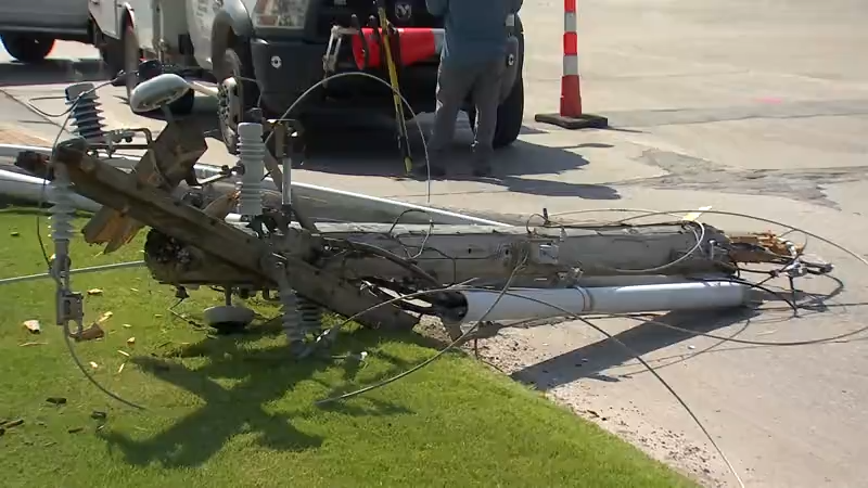 Power restored after truck hits utility pole near 31st and Mingo in Tulsa