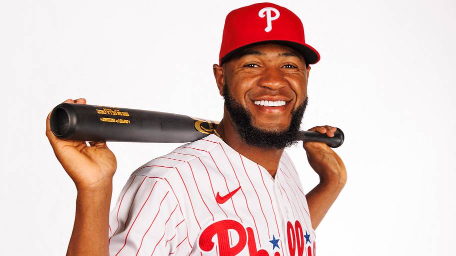 Philadelphia Phillies outfielder Bryan De La Cruz (41) poses for media day.