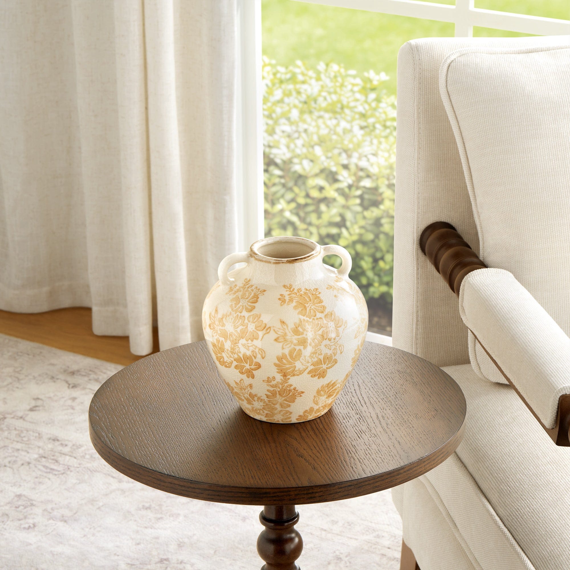 The Pioneer Woman The Pioneer Woman Floral Ceramic Vase, White and Yellow Botanical
