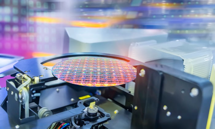 A silicon wafer.