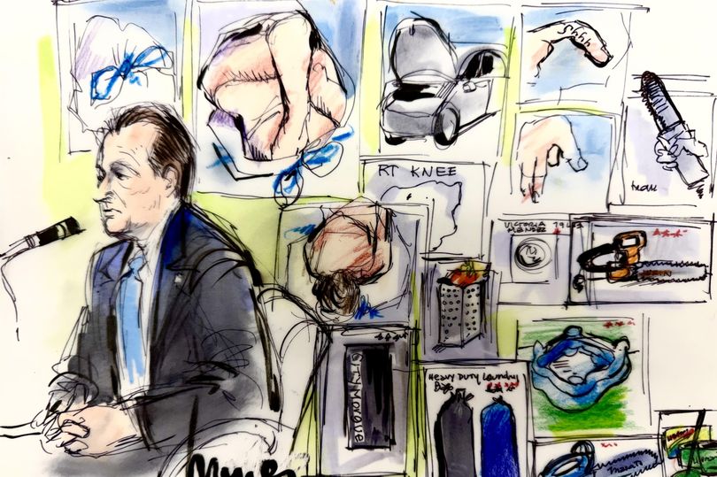Court sketches replicated the disturbing photographs that were presented of Celeste's murder