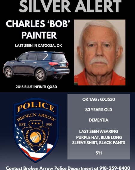 Silver Alert issued for missing 83-year-old Broken Arrow man with dementia