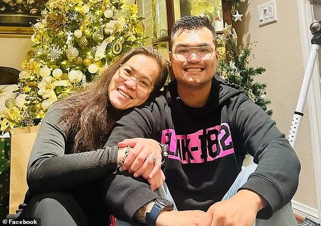 Myra Locsin (left) thought her 23–year–old airman son Cedric Eneluna (right) was going to surprise her last Thursday when she abruptly learned of his death that same day
