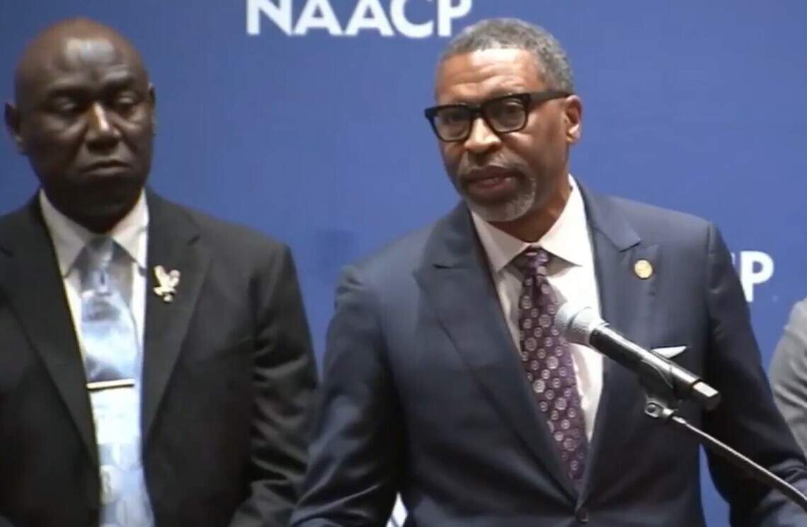 Derrick Johnson, CEO of the NAACP speaks Wednesday at a news conference in Chicago about the death of Nolan Wells.