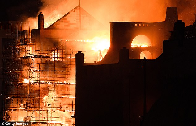 Fire fighters battled a blaze at the Mackintosh Building at the Glasgow School of Art for the second time in four years back in 2018
