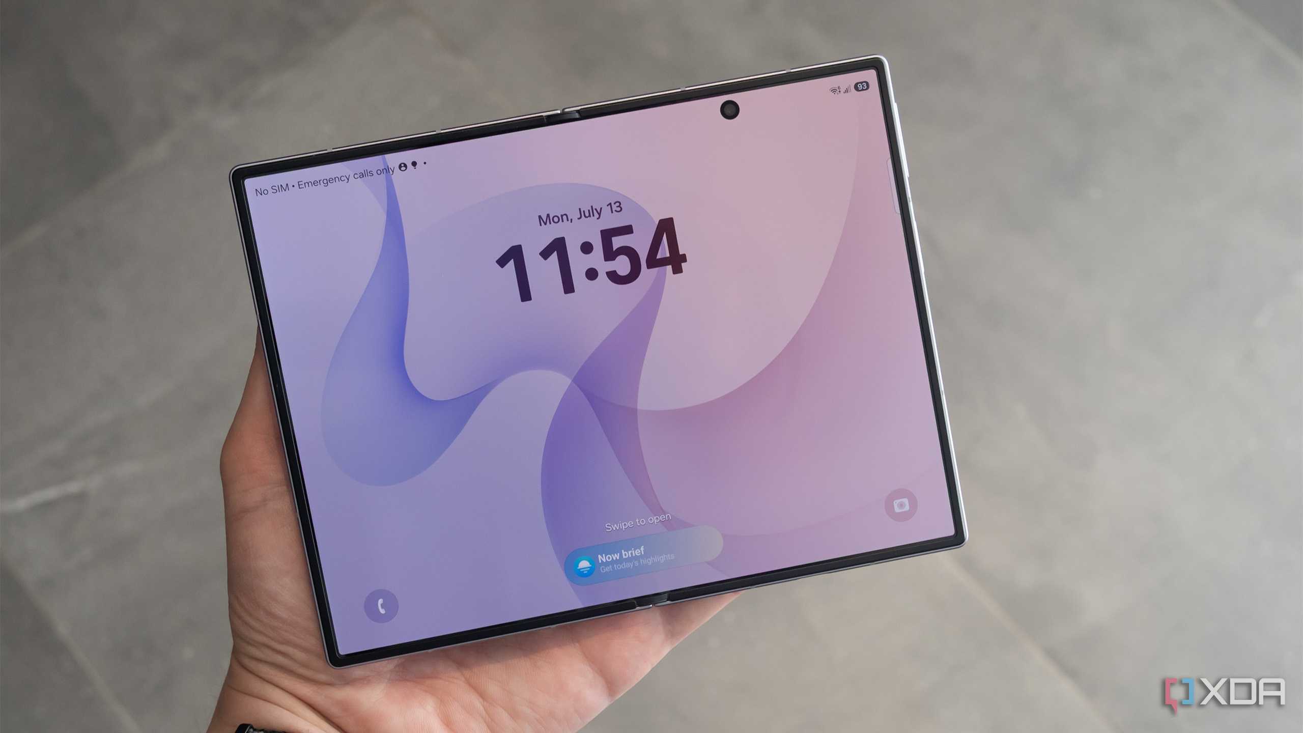 The Galaxy Z Fold 8 unfolded and being held