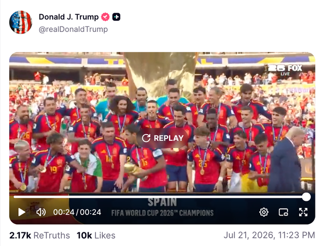 The end of a clip shared by President Donald Trump on Tuesday.