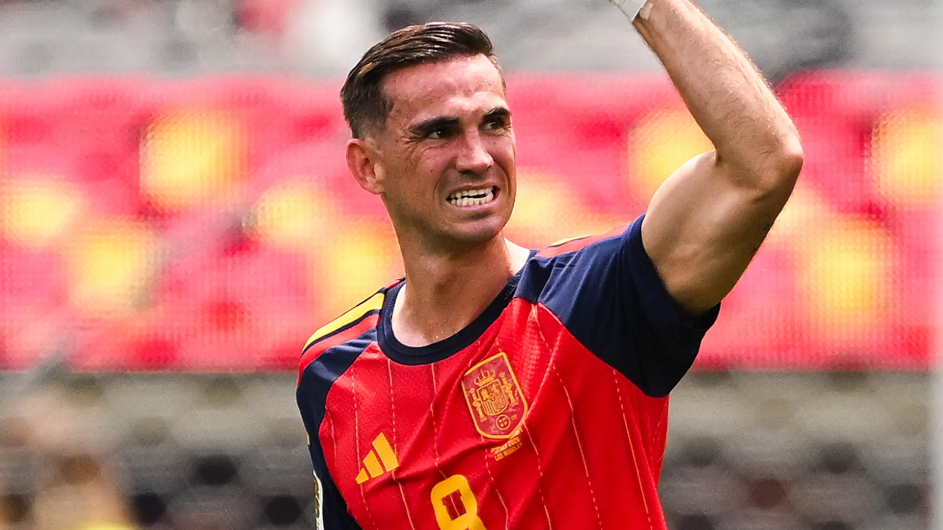 Fabian Ruiz of Spain runs to celebrate.