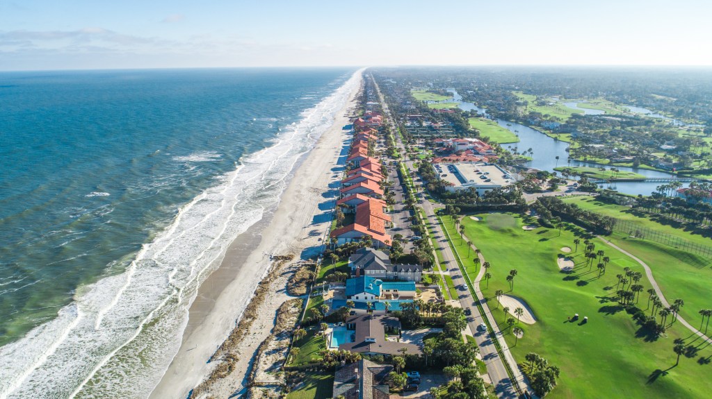 An aerial view of Ponte Vedra Beach in Jacksonville, Florida.