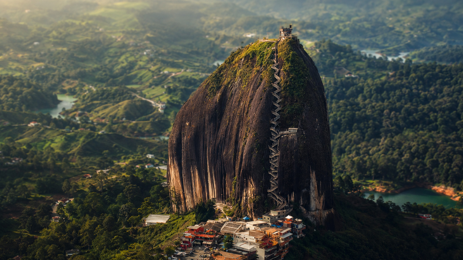 Visitors climb 740 steps to reach the summit
