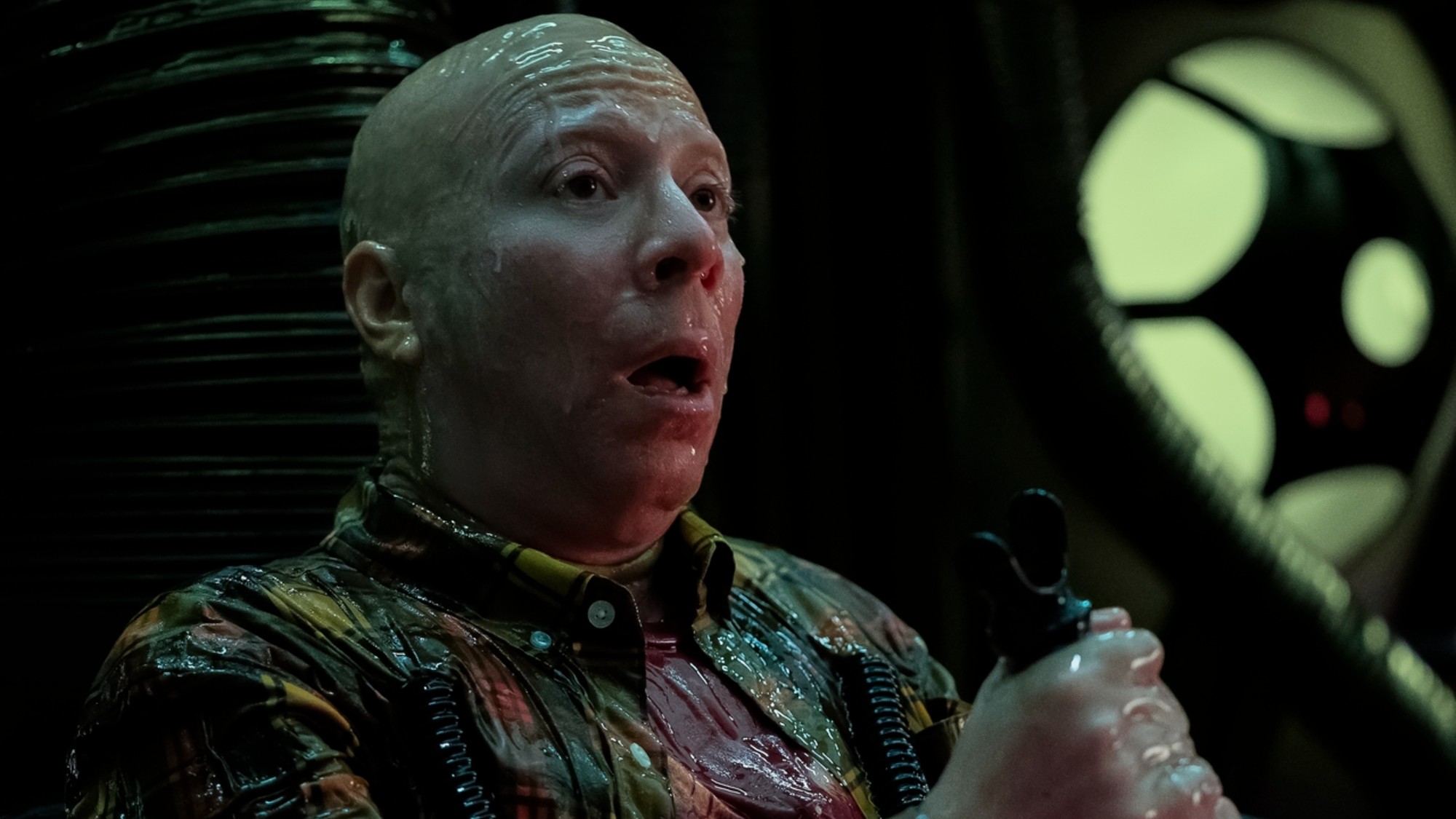 Stuart pulls a tube out of his mouth after realizing he's in The Matrix.
