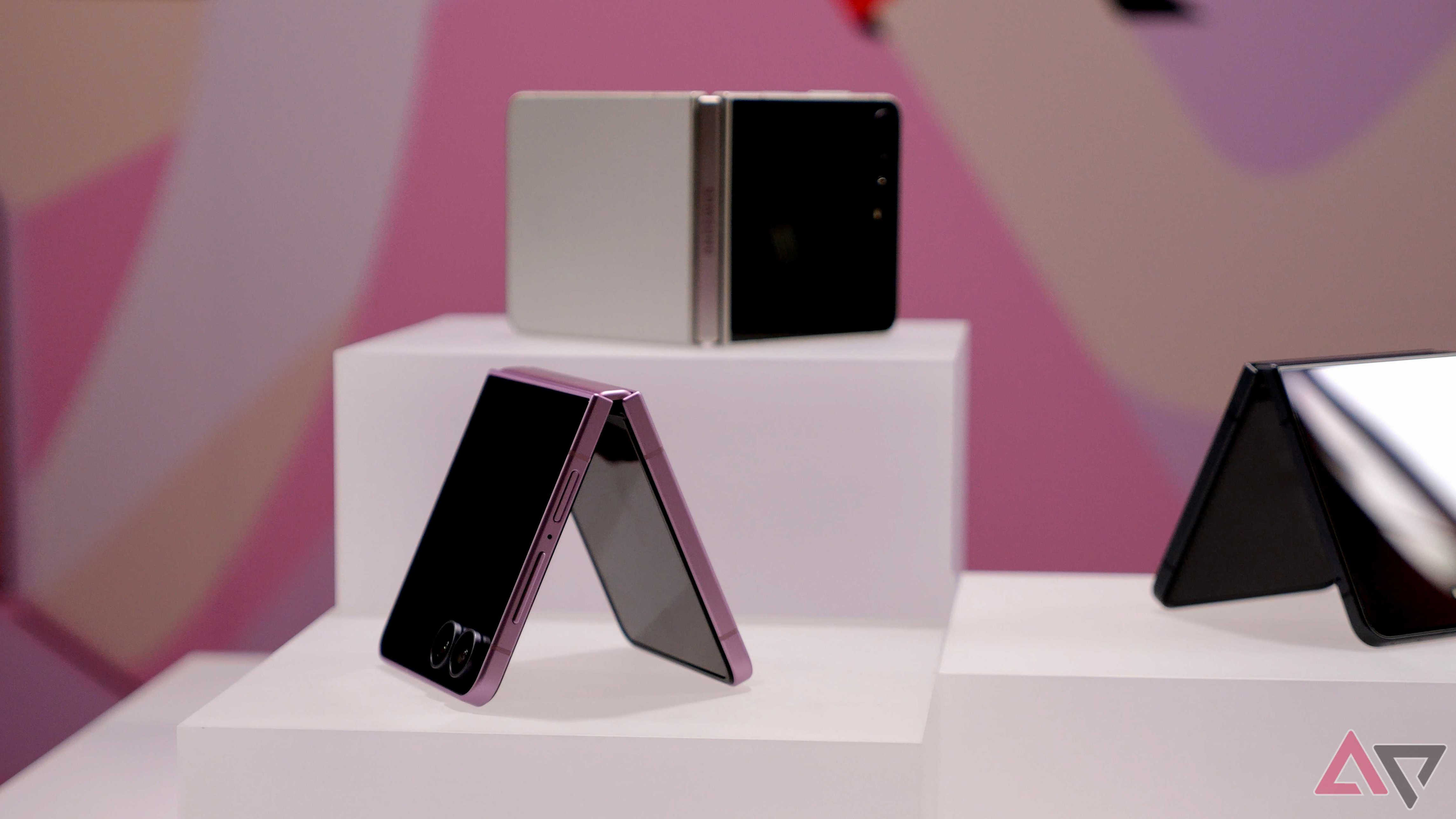 The Samsung Galaxy Z Flip 8 supported in its tent mode