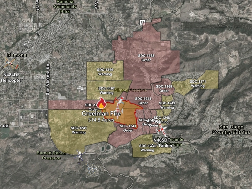 Ramona fire: See Creelman fire perimeter, evacuation map