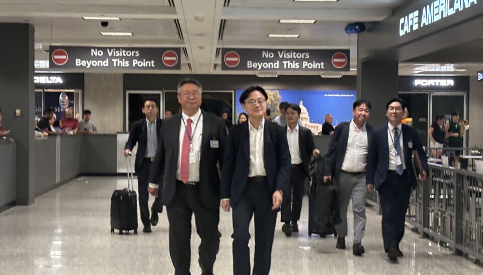 Industry Minister Kim Jung-Kwan arrives at Dulles International Airport in Virginia on July 22.