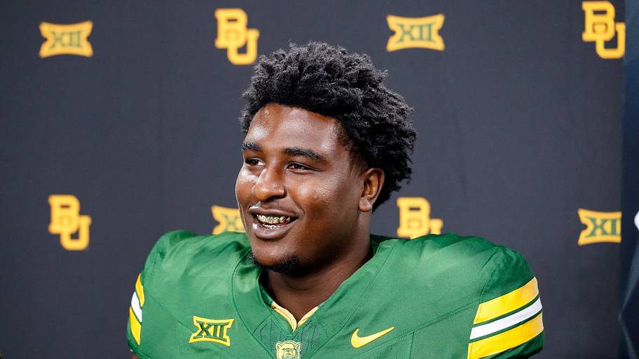 Baylor defensive lineman Jamaal Whyce Jr. takes questions