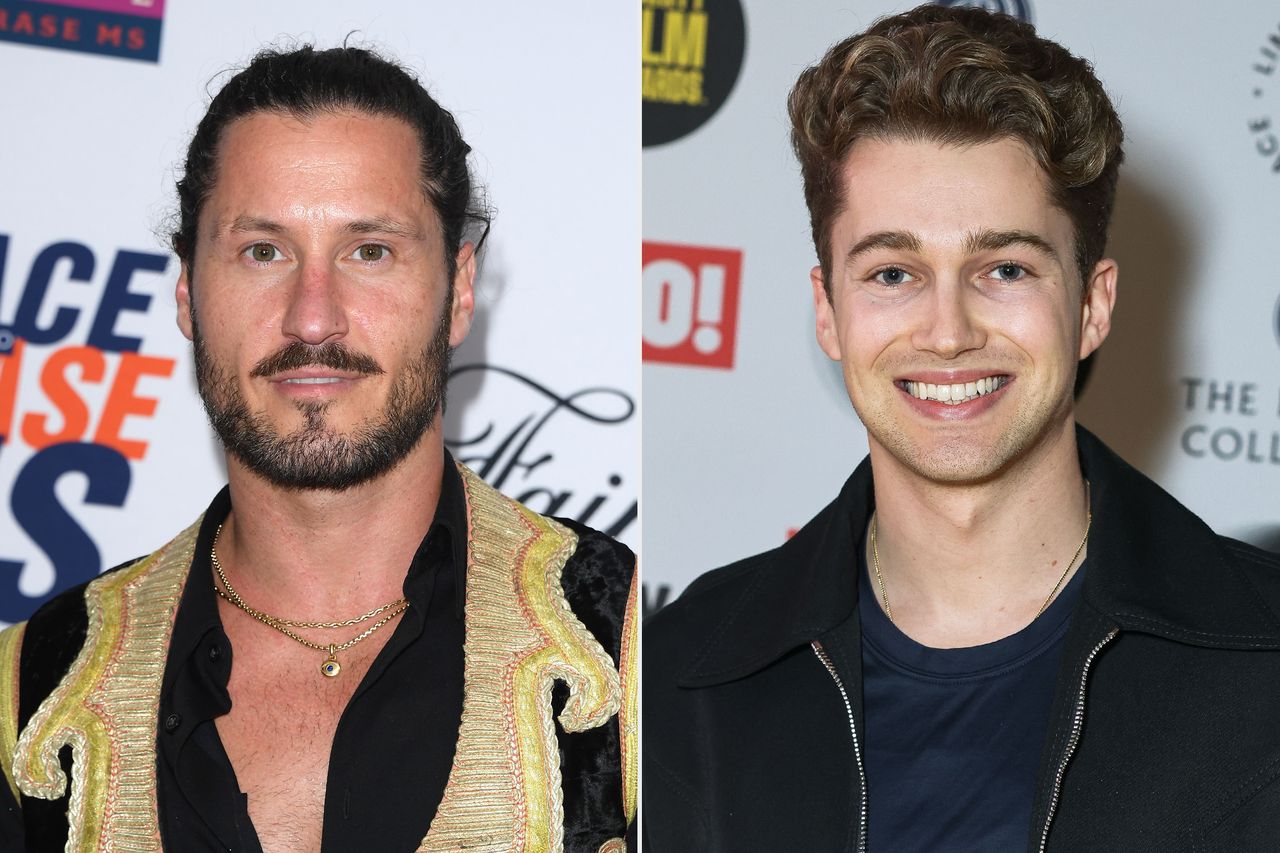 Valentin Chmerkovskiy arrives at the 33rd Annual Race To Erase MS Gala at Fairmont Century Plaza on June 05, 2026 in Los Angeles, California., AJ Pritchard attends the 2025 Smiley Charity Film Awards at Indigo at The O2 Arena on March 20, 2025 in London, England.