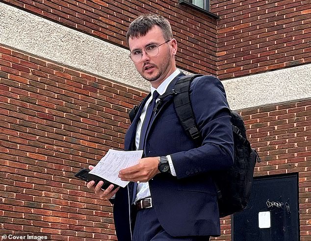 Odell, pictured outside court, has been sacked by Kent Police and was handed a 12-month community order