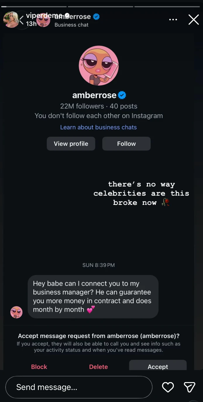 Influencer calls out Amber Rose as 'broke' after unsolicited recruiting attempt