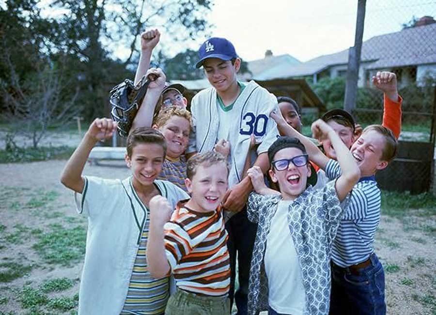 Brandon Quintin Adams, Victor DiMattia, Grant Gelt, Tom Guiry, Chauncey Leopardi, Shane Obedzinski, Patrick Renna, Mike Vitar and Marty York appear in a scene from the 1993 film “The Sandlot.” | Courtesy 20th Century Fox via IMDb.com