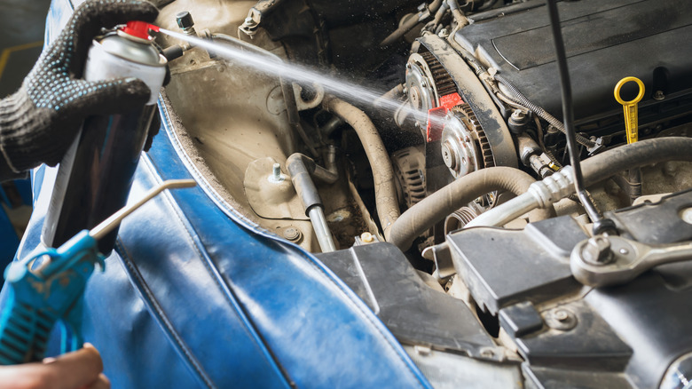 Is it safe to use WD-40 on a squeaky engine belt?