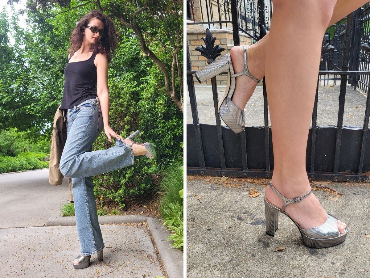 a side by side of style editor Gabrielle Chase wearing the Inez Camillas.